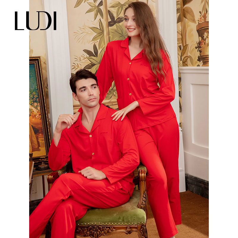 露迪尚品LDC23701春秋情侣家居服结婚喜庆红色棉本命年吸汗春秋季