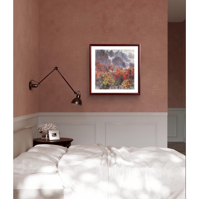 【斗方-萧翰·山雨过后秋叶艳】茶室客厅书房室内装饰挂画