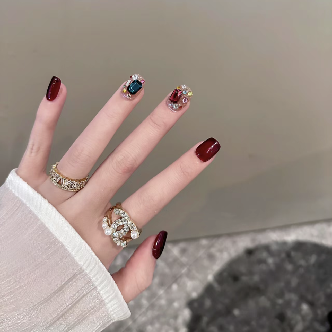 JohonGirls'/琴岛小嫚【超短彩钻】高级感纯欲超闪美甲纯手工穿戴甲