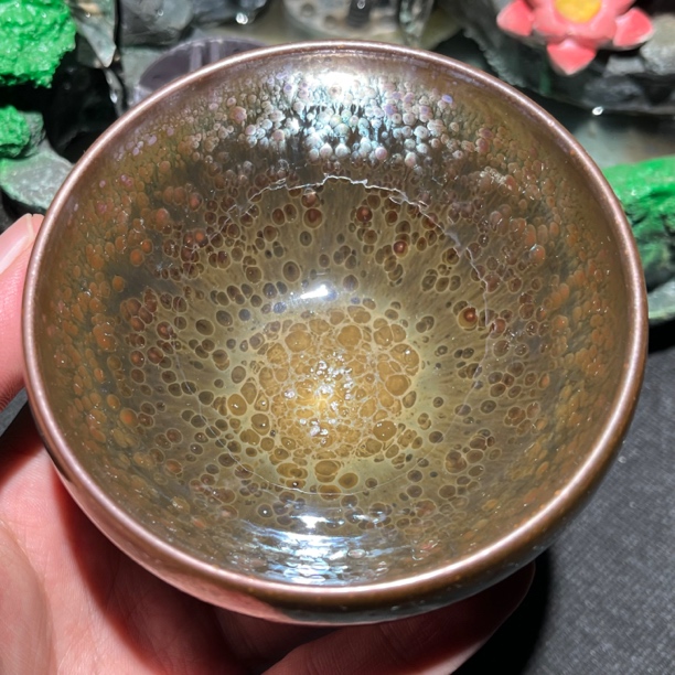 建阳建盏陶瓷茶杯名家李振贵七彩葵纯手工原矿铁胎主人杯功夫盏杯