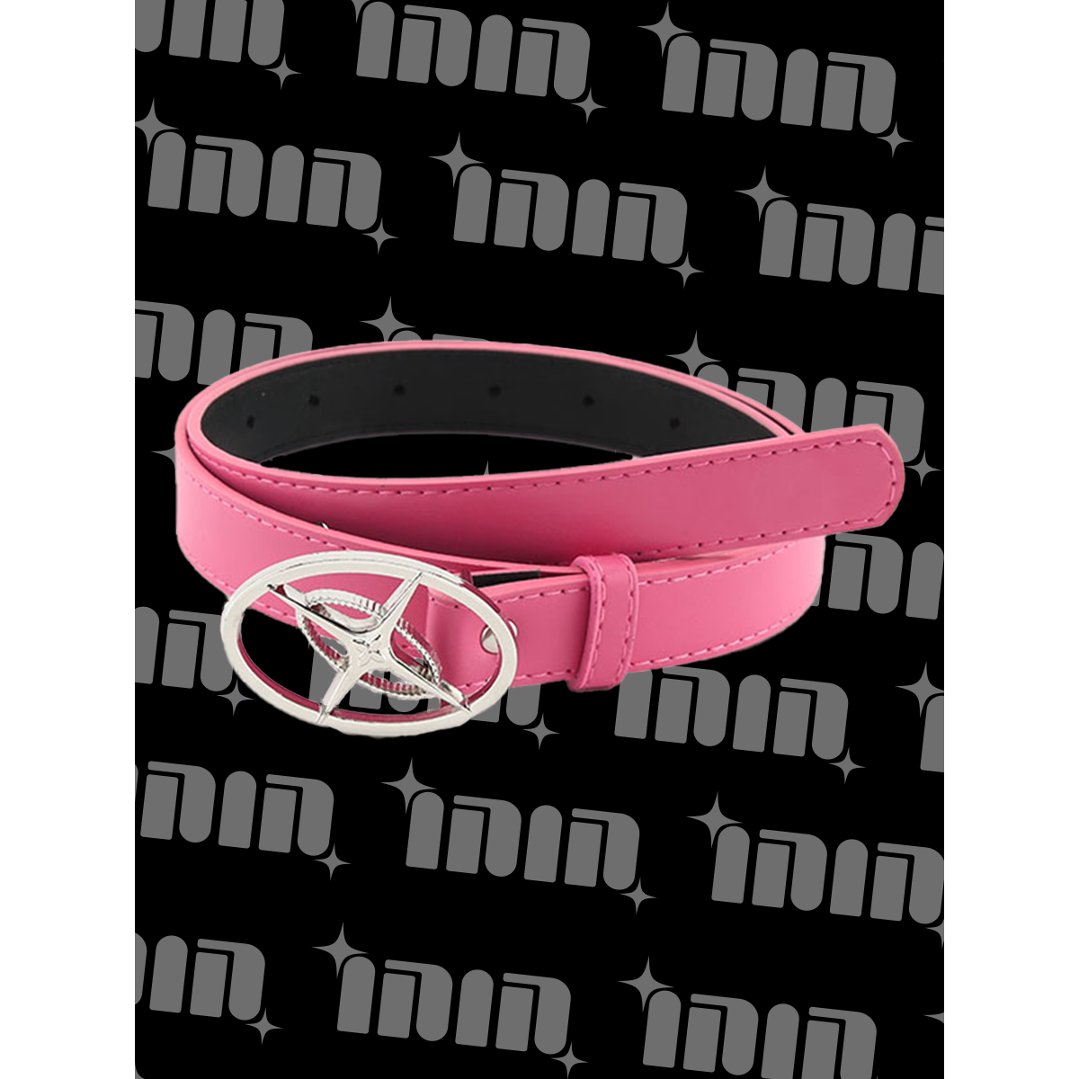 1N1N美式粉色复古星星pu皮带女设计感高街辣妹修身百搭配长腰带