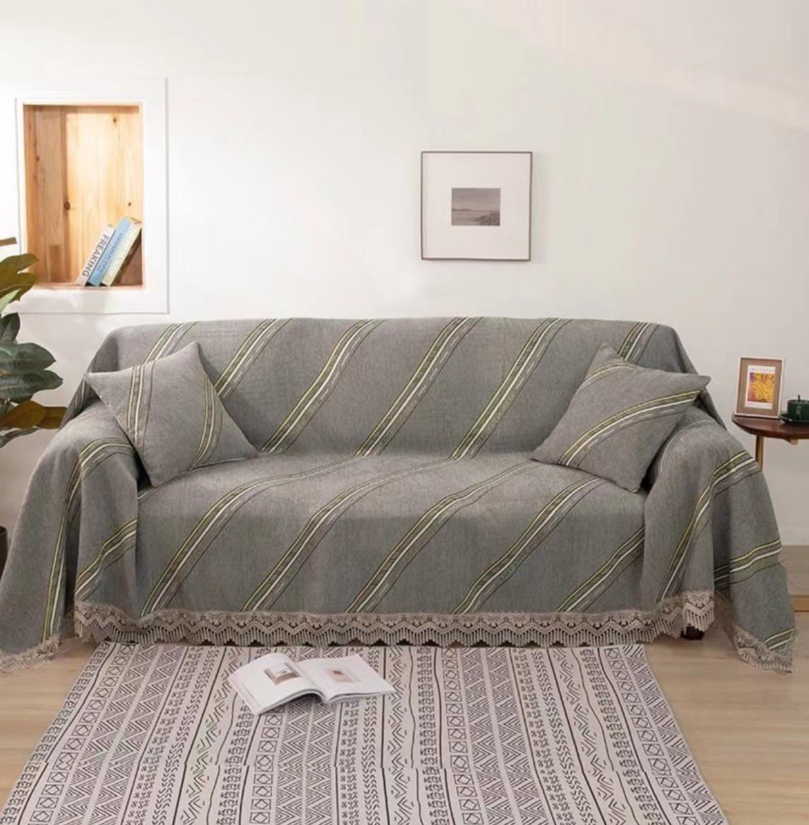 源头工厂沙发巾尾单沙发面料雪尼尔棉麻加工沙发套盖布防滑