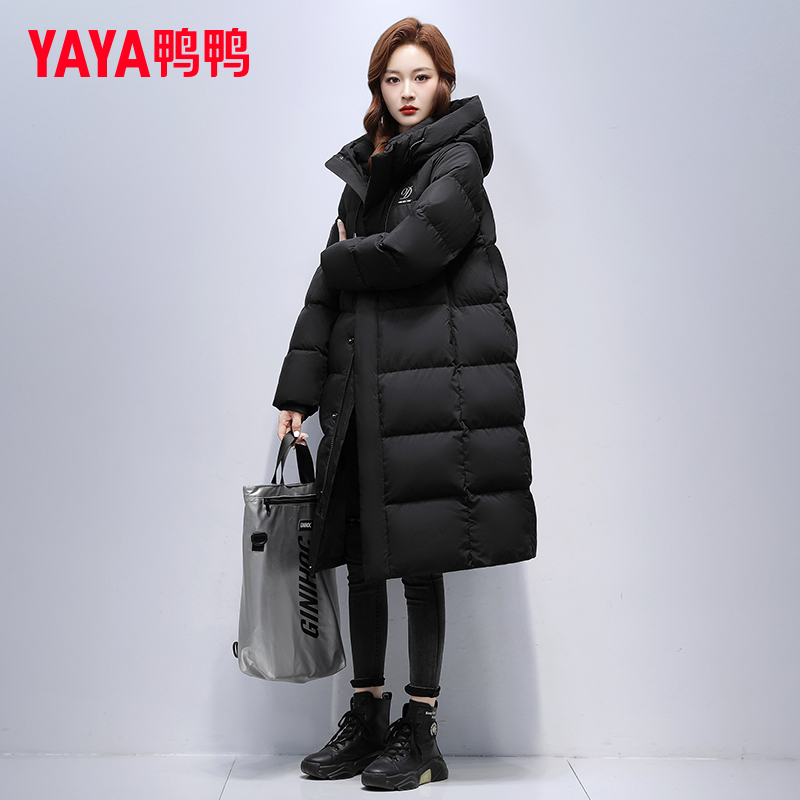 YAYA/鸭鸭过膝长款羽绒服女2025秋冬新品百搭休闲加厚保暖外套