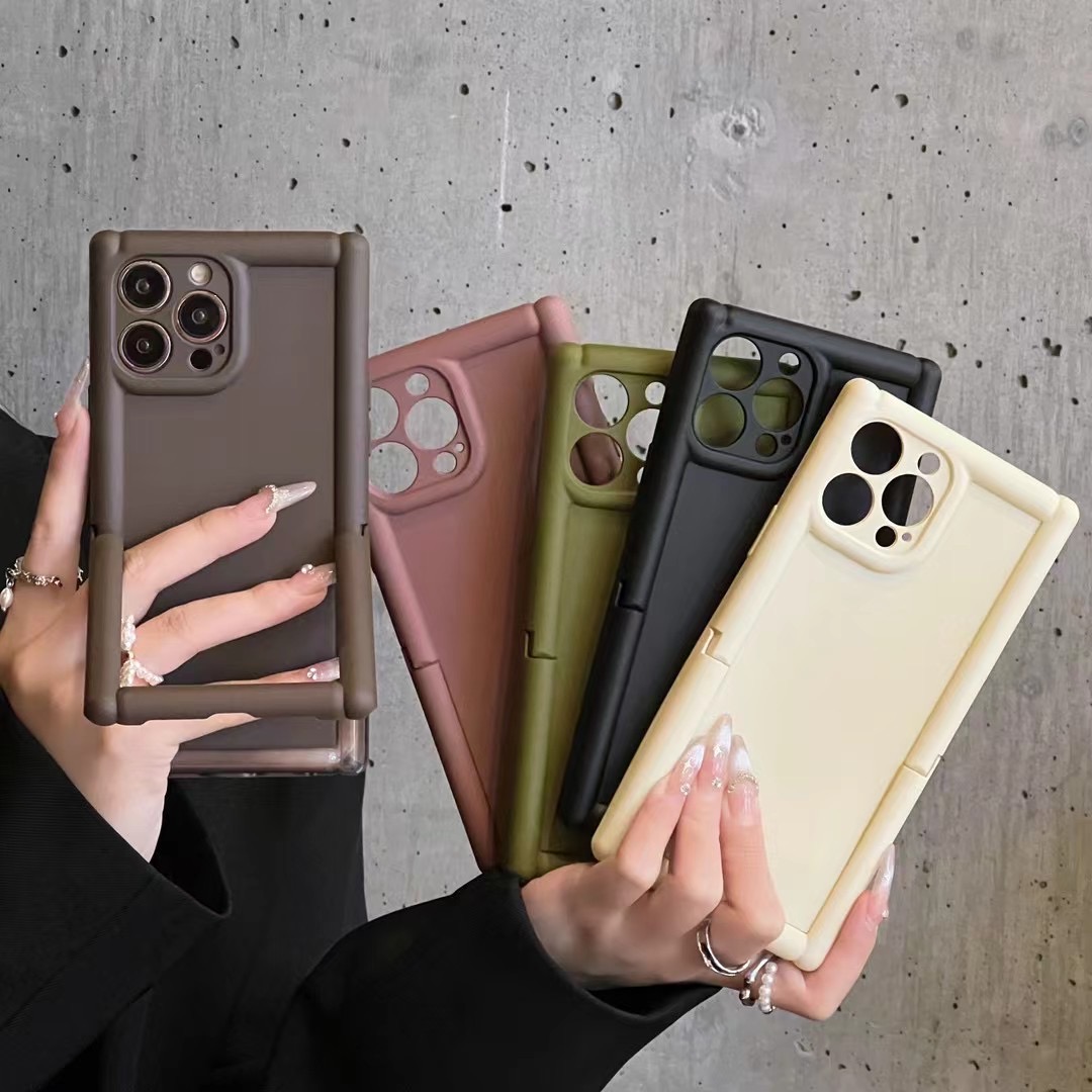 【苹果】iPhone15/14Promax防摔简约磨砂纯色罗马柱支架女款手机壳