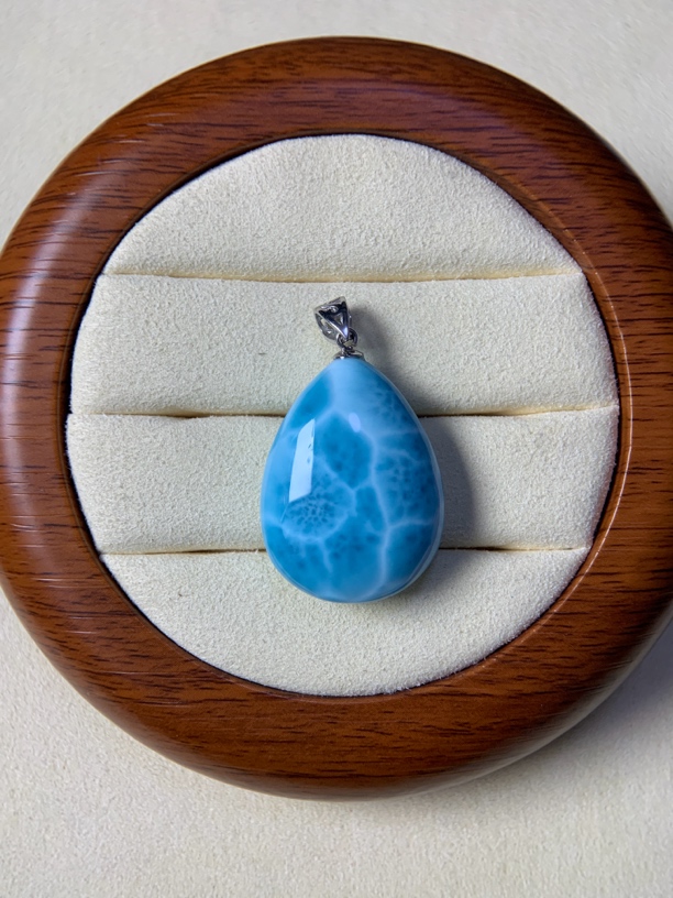 海纹石水滴吊坠要s925银镶嵌款简约时尚