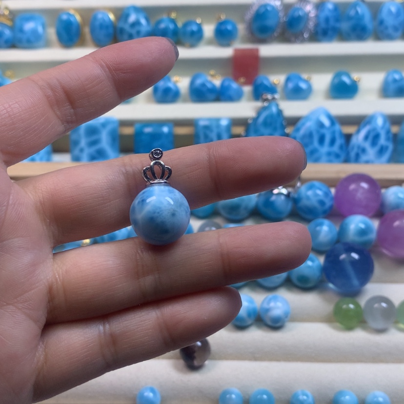 【闪购商品】针钠钙石（海纹石）吊坠(不含链)银S925镶嵌