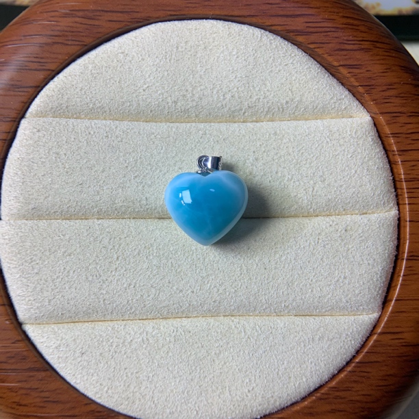 天然海纹石爱心s925银镶嵌吊坠女神礼物时尚气质简约百搭款