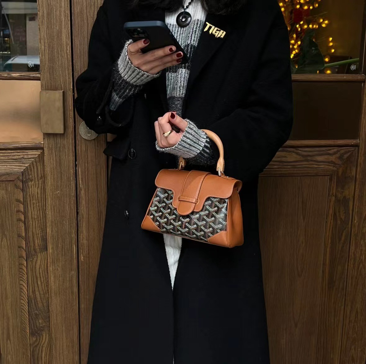 99新 Gaoy/戈雅 戈雅西贡mini焦糖单肩斜挎包/公价无/甄选