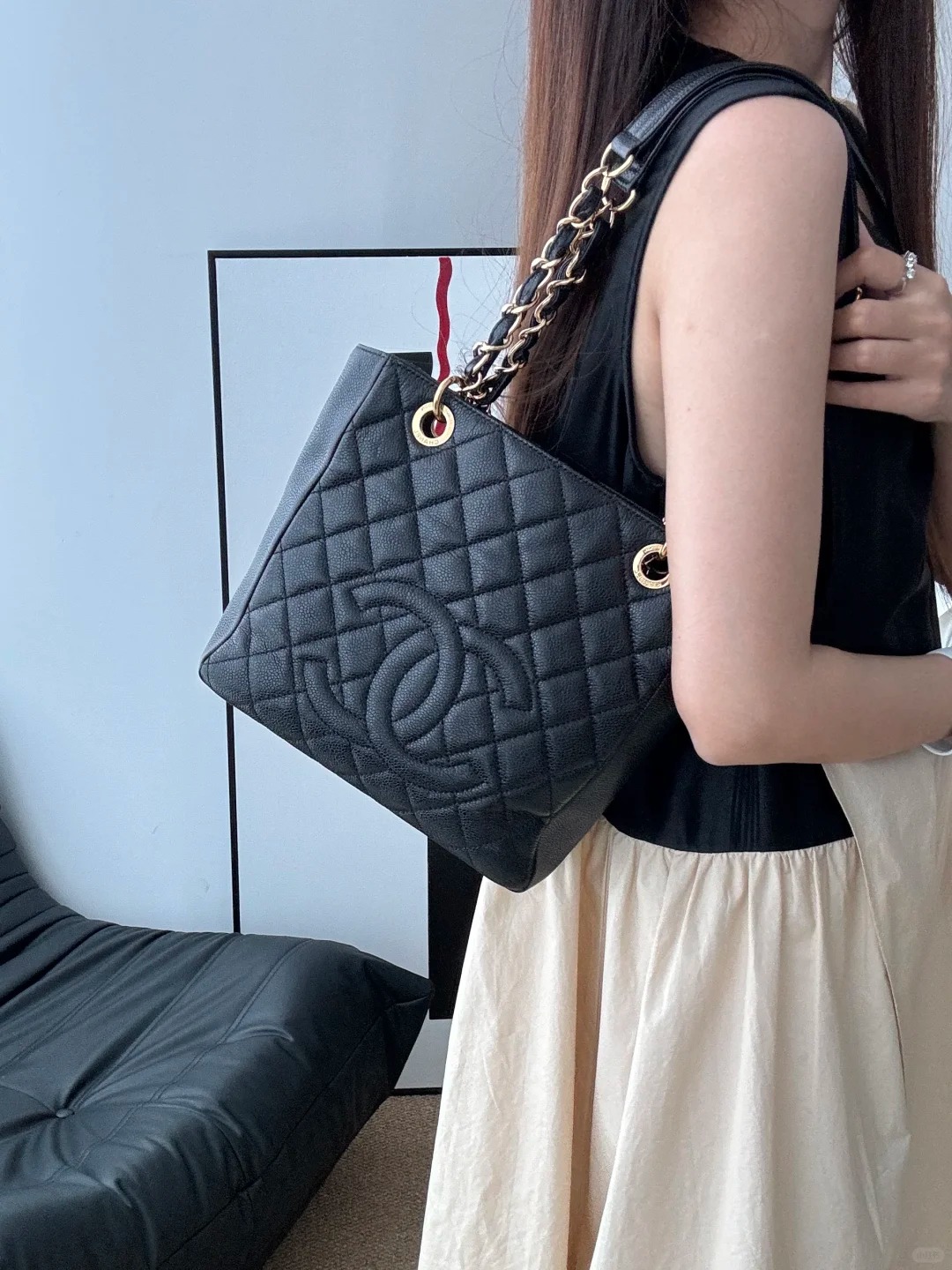95新 Chanel/香奈儿 chanel pst黑金荔枝纹/公价无/甄选
