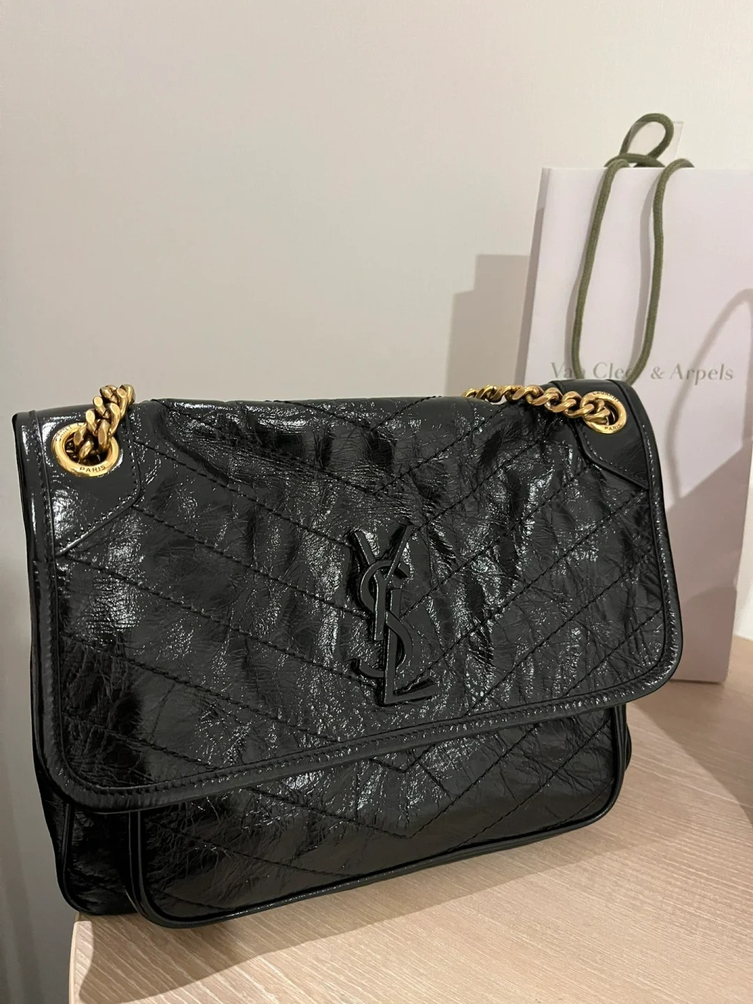 99新 YSL/圣罗兰 ysl Niki中号d扣黑金/公价无/甄选