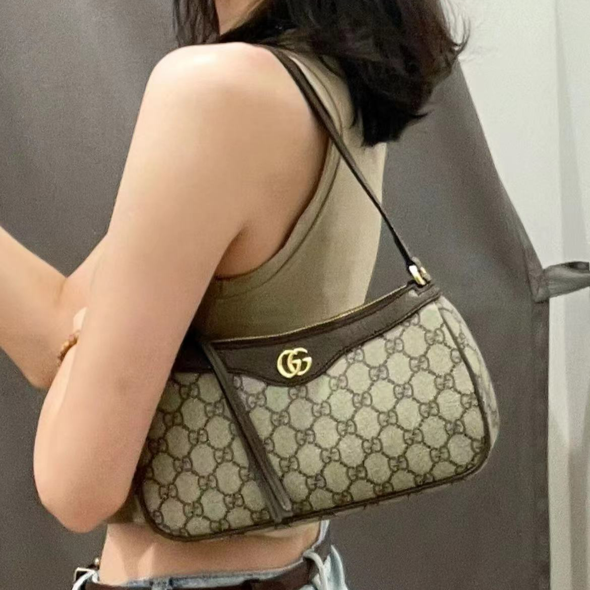 99新 GUCCI/古驰 gucci op腋下老花包/公价无/甄选