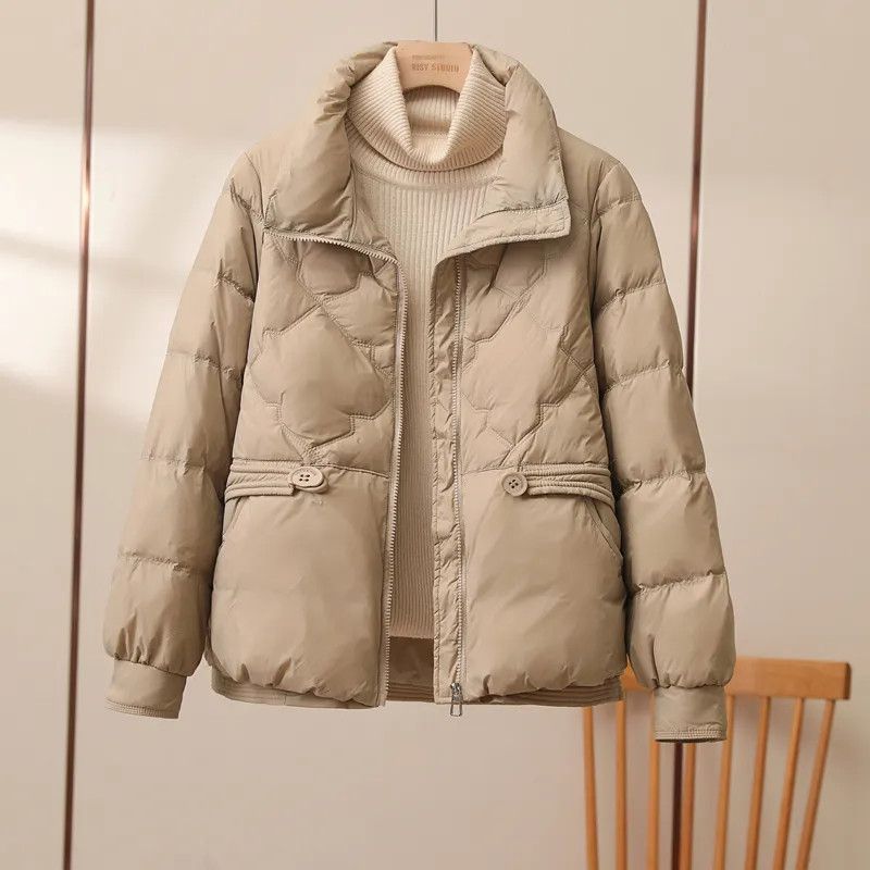 羽绒服女短款立领洋气90鸭绒保暖冬装显瘦休闲外套