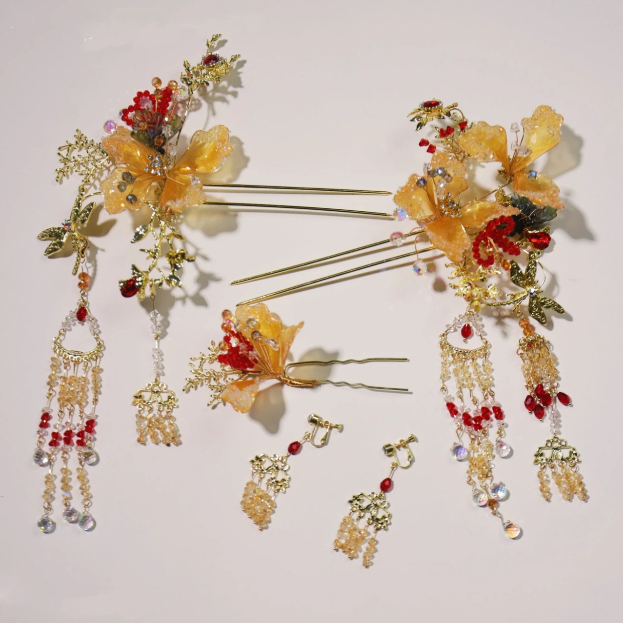 xy869中式新娘头饰蝴蝶仙鹤发簪传统婚礼汉服步摇发饰