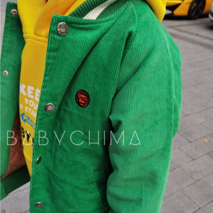 ◆芝麻家◆灯芯绒棒球刺绣棉服