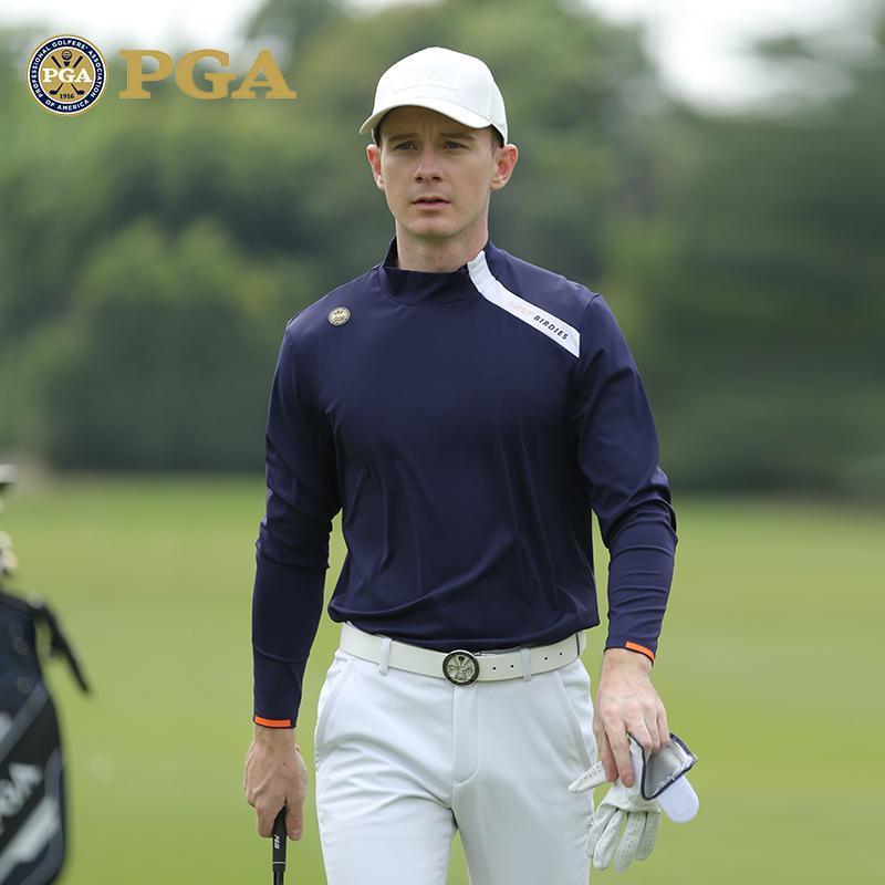 美国PGA 高尔夫男装长袖T恤春夏 服饰赛事风格 拉链衣领 立领设计