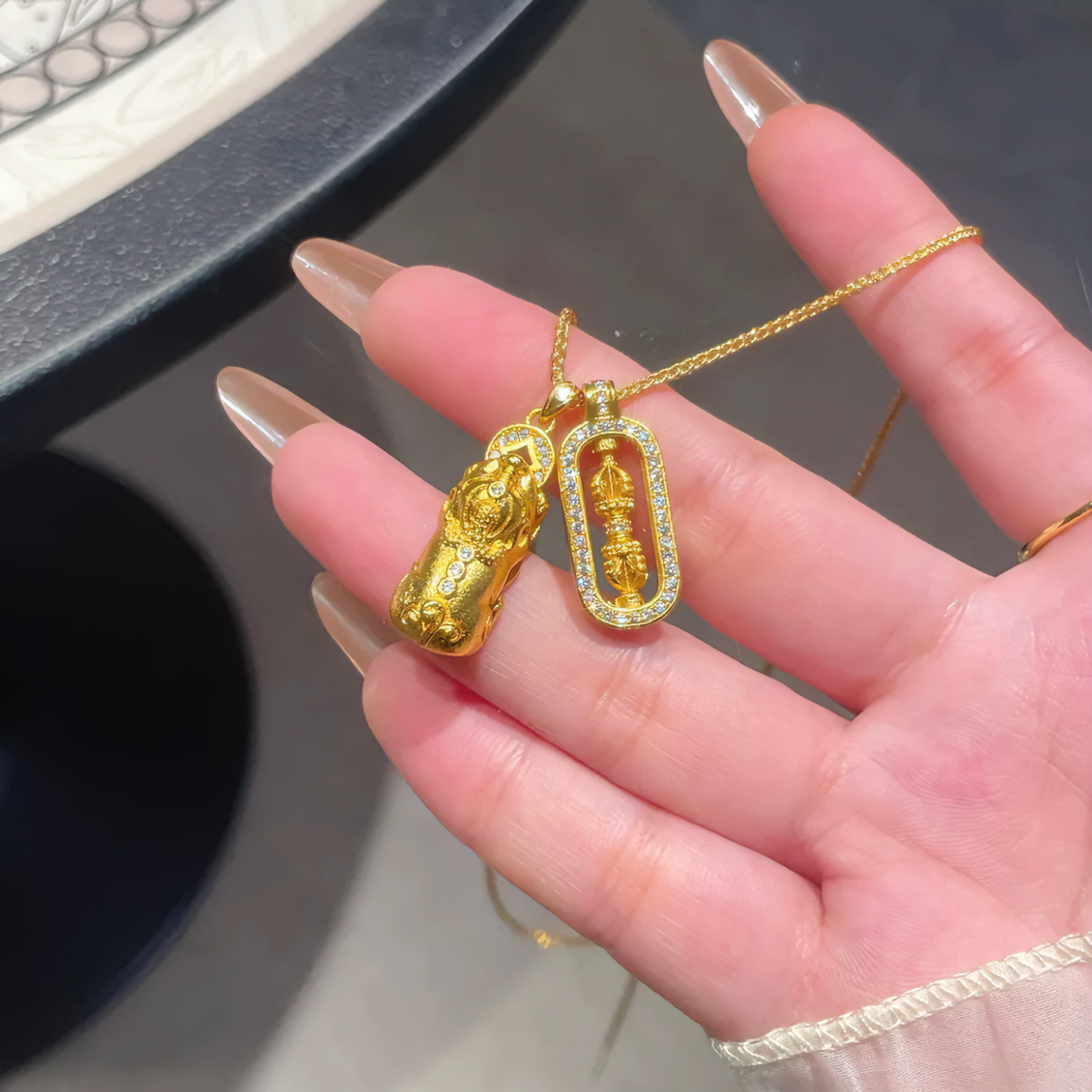 铜合金项链 新中式国潮貔貅金刚杵项链女气质精美百搭吊坠不掉色