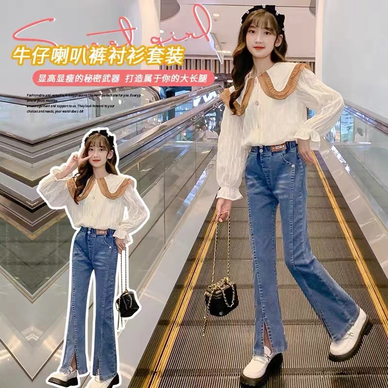 女童春秋款时尚喇叭裤12415