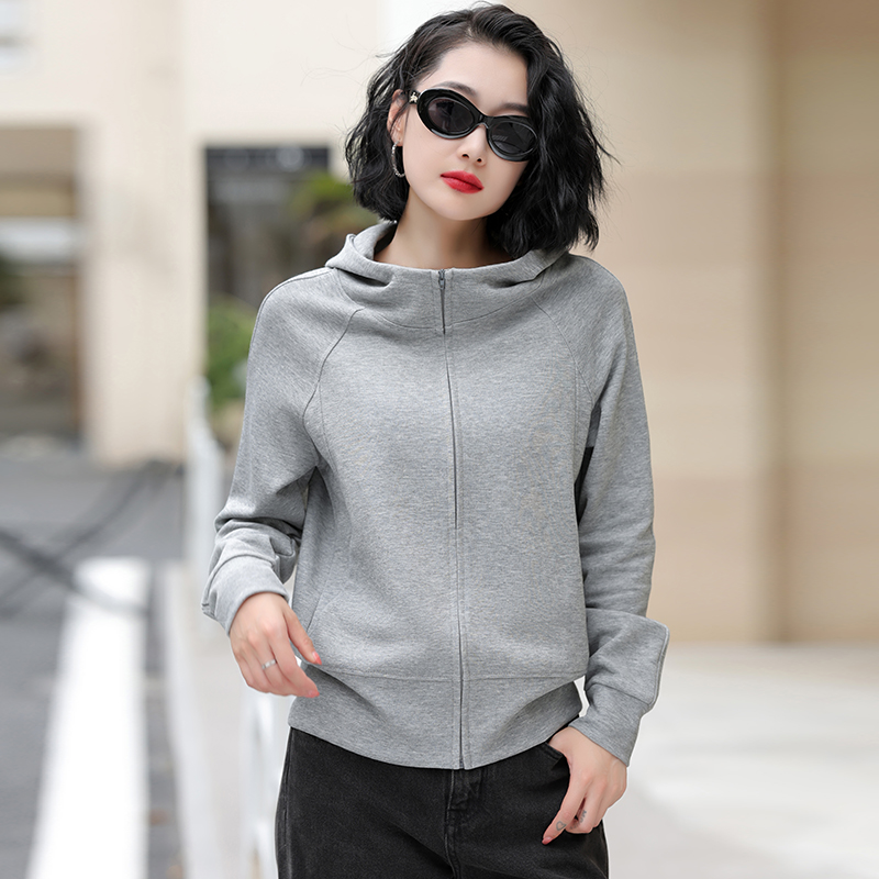 卫衣女春秋季棉拉链衫外套上衣长袖休闲百搭连帽开衫大码修身韩版