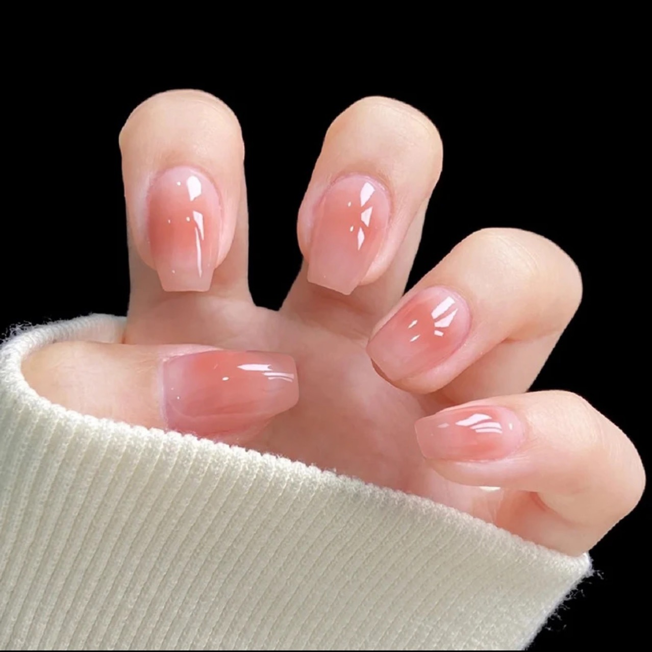 【中短】冰透腮红夏日显白日常简约风穿戴美甲片甲贴一盒20多片