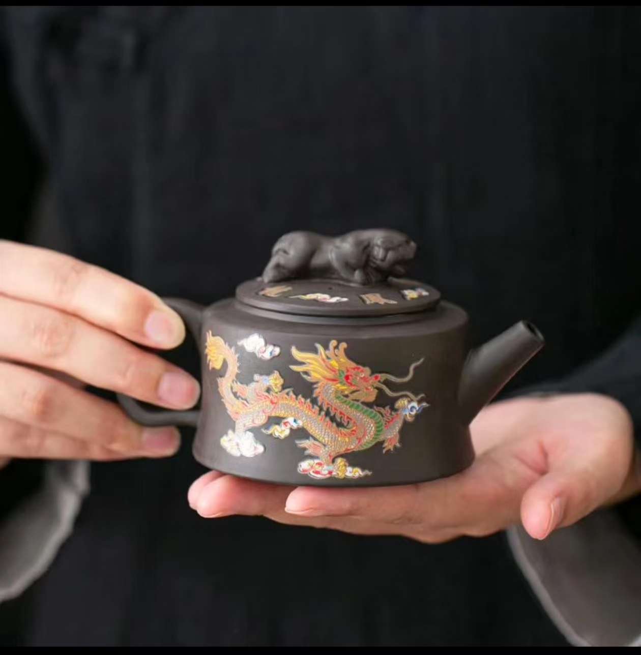 手工老紫泥卧虎藏龙凤鸣壶R2