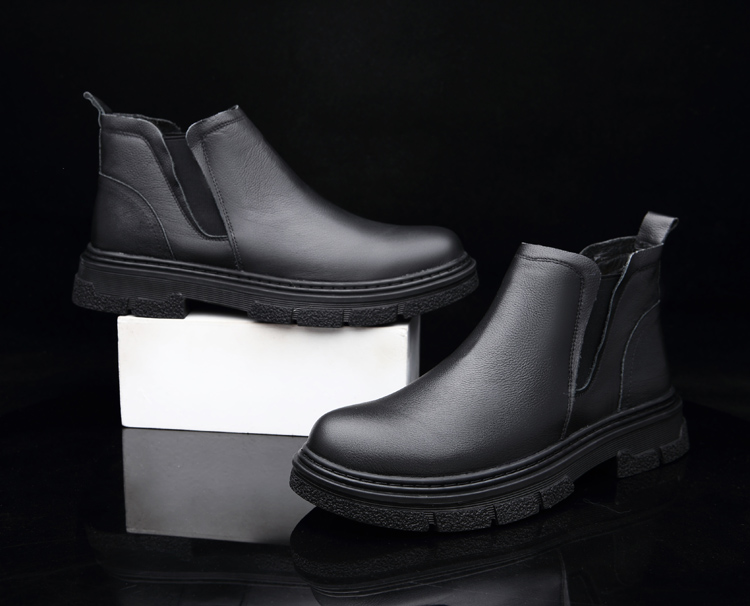 切尔西男冬季新款厚底高帮烟管靴真皮复古英伦风百搭工装马丁靴