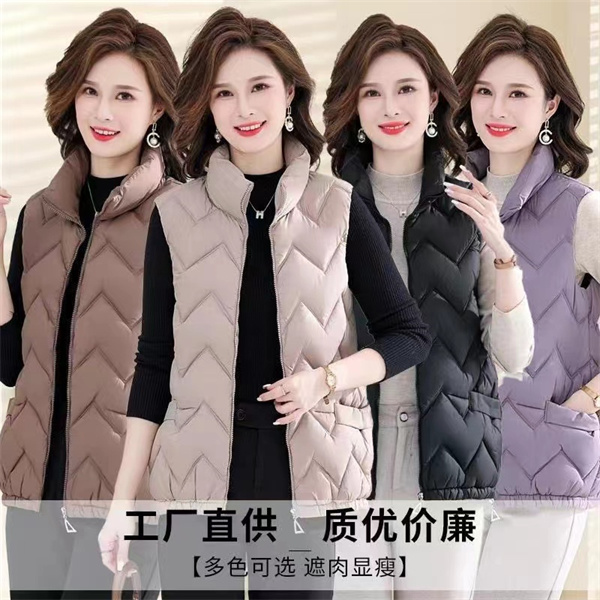 中老年秋冬季女装超轻加厚棉马甲洋气百搭妈妈装马夹保暖坎肩棉衣