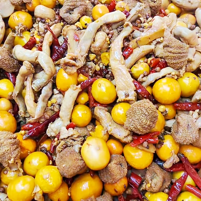 麻辣包蛋肠辣子鸡肠麻椒鸡杂下酒菜老母鸡内脏鸡蛋肠