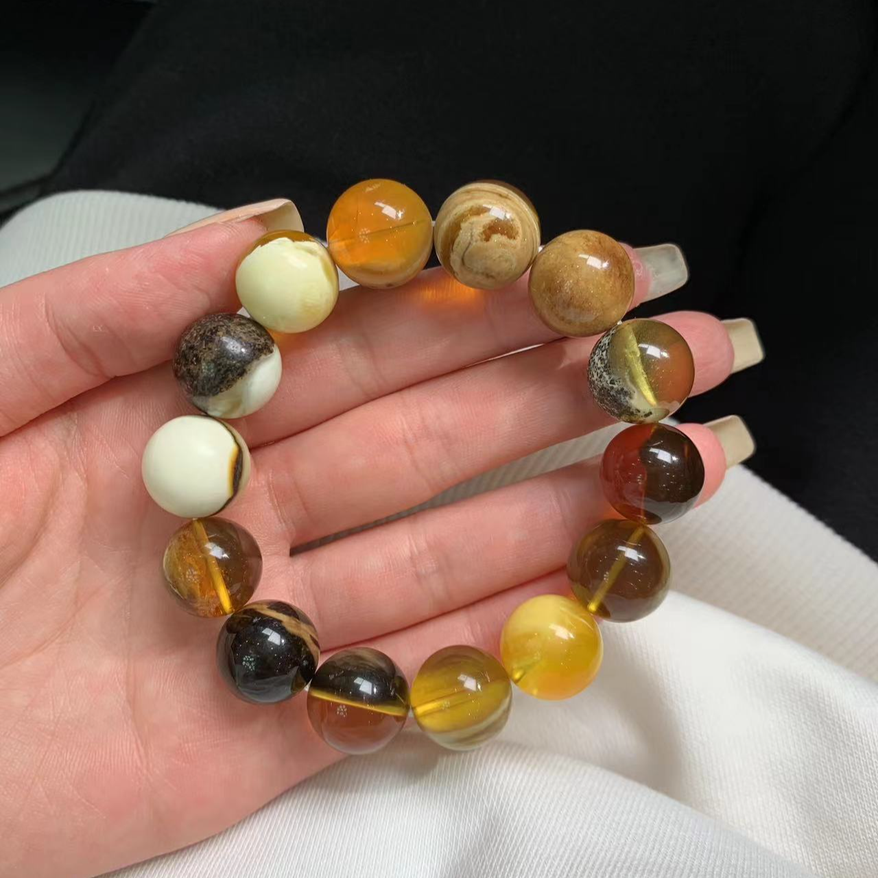 天然蜜蜡圆珠男士单圈手串