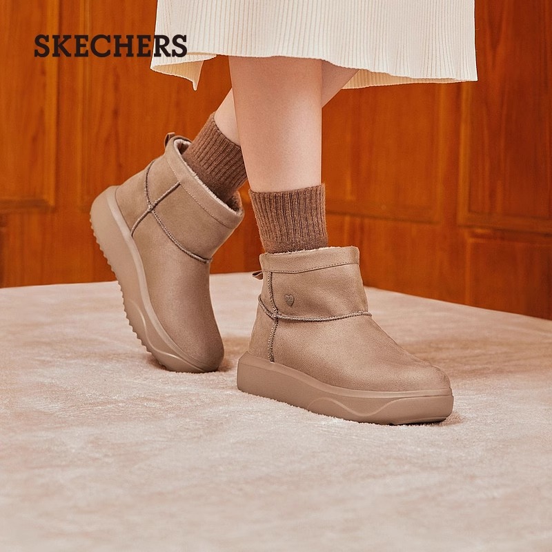 【增高神器】Skechers斯凯奇25秋冬新款女中筒加绒厚底雪地靴114759