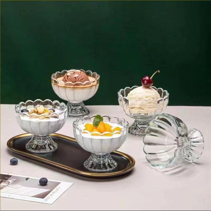 【到手5个】夏季冰淇淋杯玻璃杯冷饮杯果汁杯甜品杯奶昔杯家用加厚