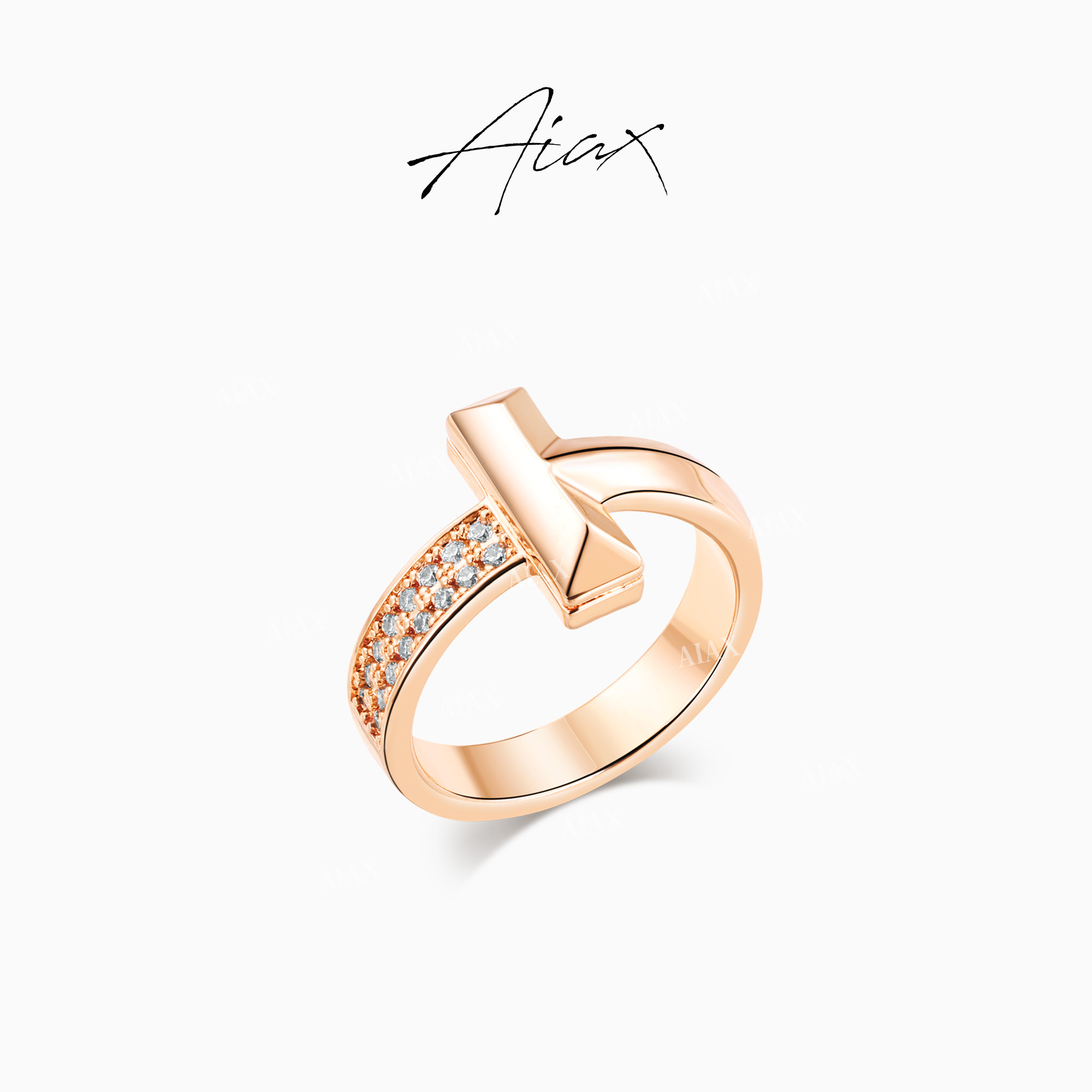 AIAX 出游季 中古气质时尚设计师精致镶嵌简约时尚戒指TSS7226