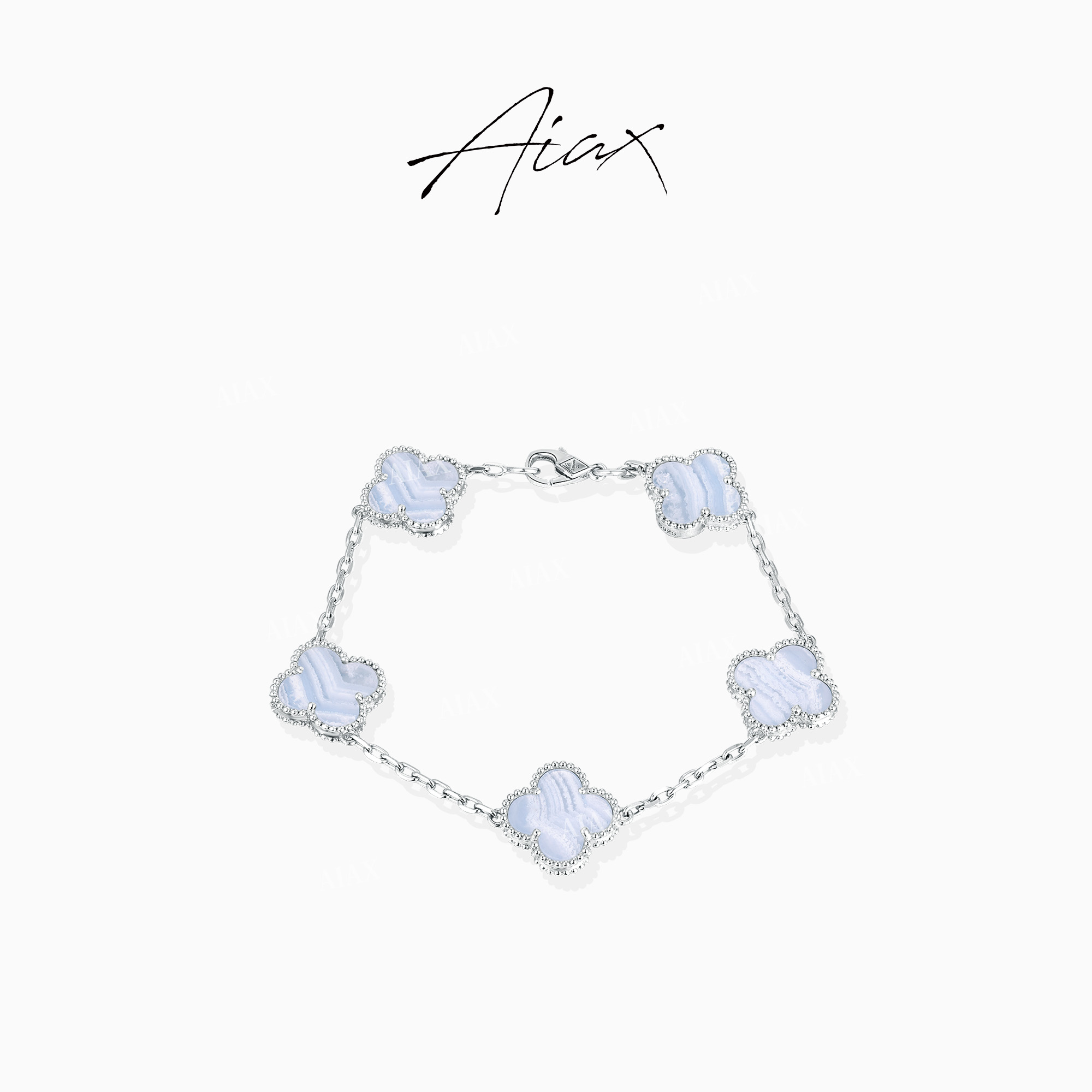 AIAX 925银 镀K金 法式经典轻奢幸运五花四叶手链TSS7179