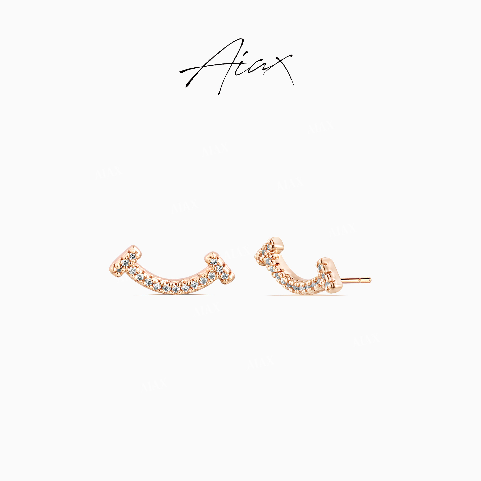 铜合金合成锆石耳饰 AIAX 小众百搭轻奢简约设计微笑耳环TSL1145