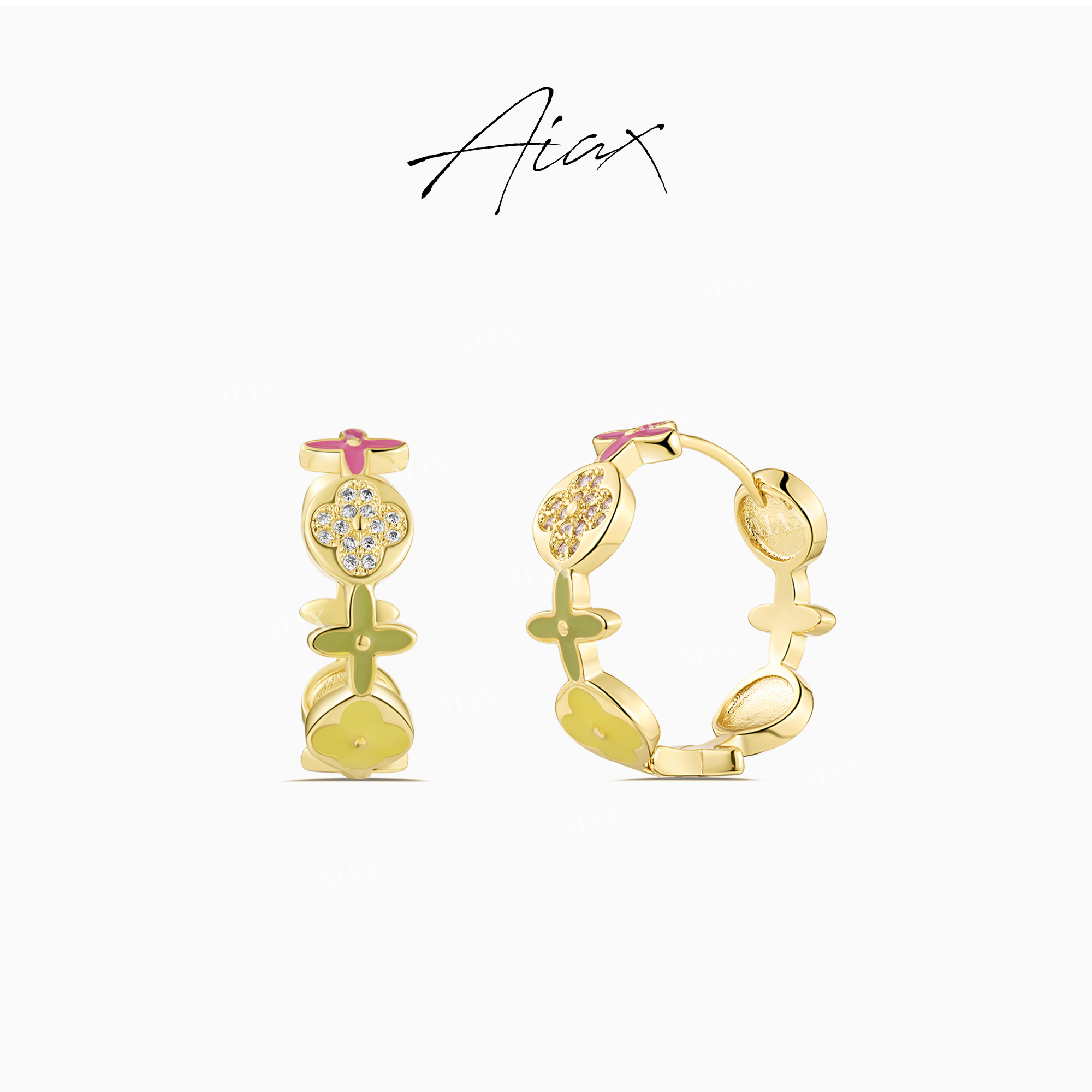 铜合金珐琅耳饰 AIAX 出游季简约彩色珐琅老花百搭圈圈耳环TSL938