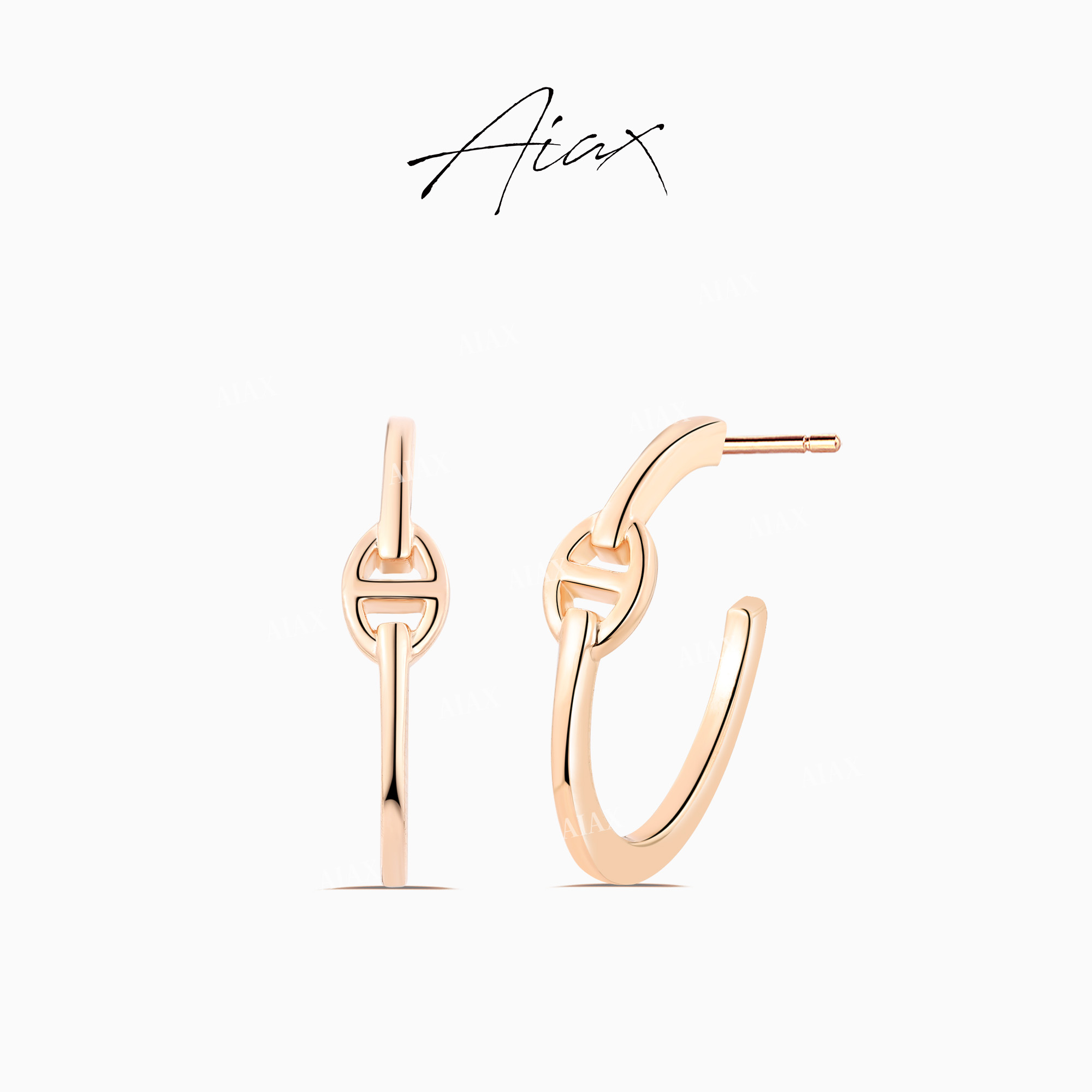 AIAX 出游季 时尚简约经典金属风简约轻奢光面圈圈耳环TSL1456