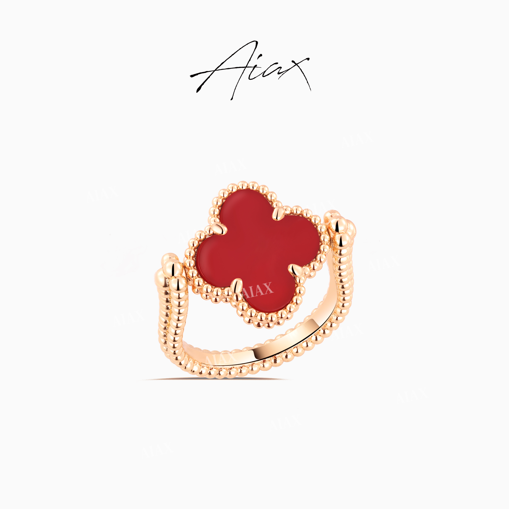 铜合金戒指 AIAX 气质精致复古经典双面可戴幸运四叶戒指TSS7210