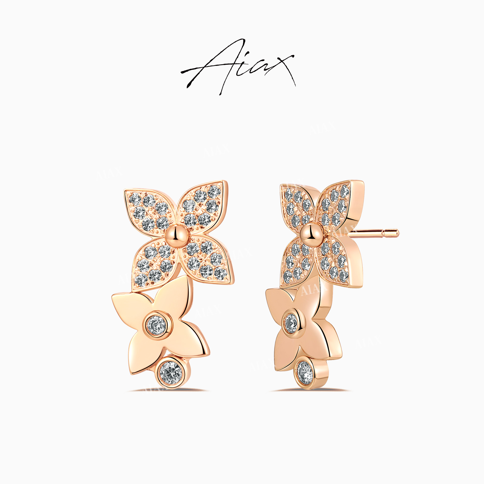 AIAX 流光风 轻奢气质时尚百搭精致经典老花耳环TSL1745