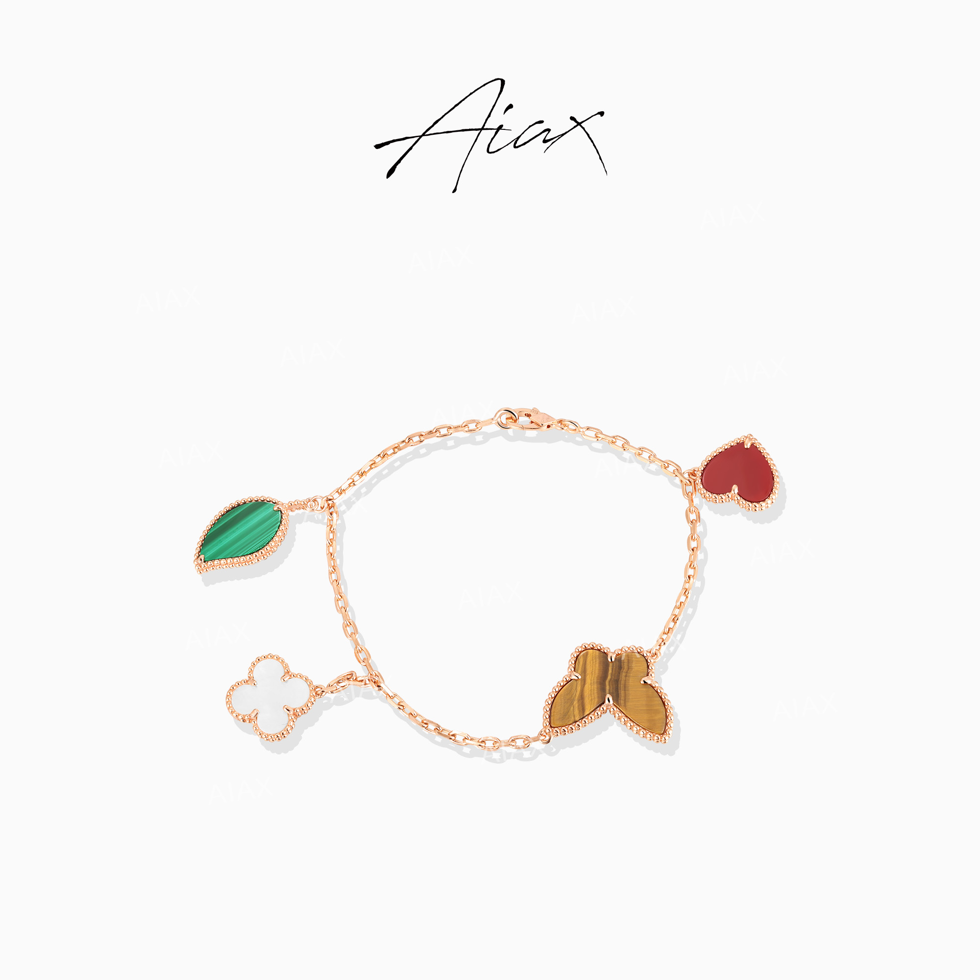 925银手链 AIAX 优雅气质时尚百搭精致蛇年红色手链TSS7279