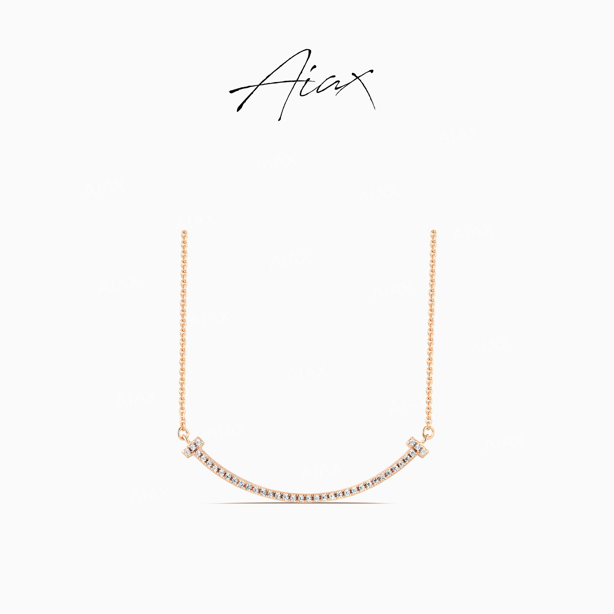 AIAX 925银 出游季  时尚气质百搭初恋简约经典微笑项链TSJ9395