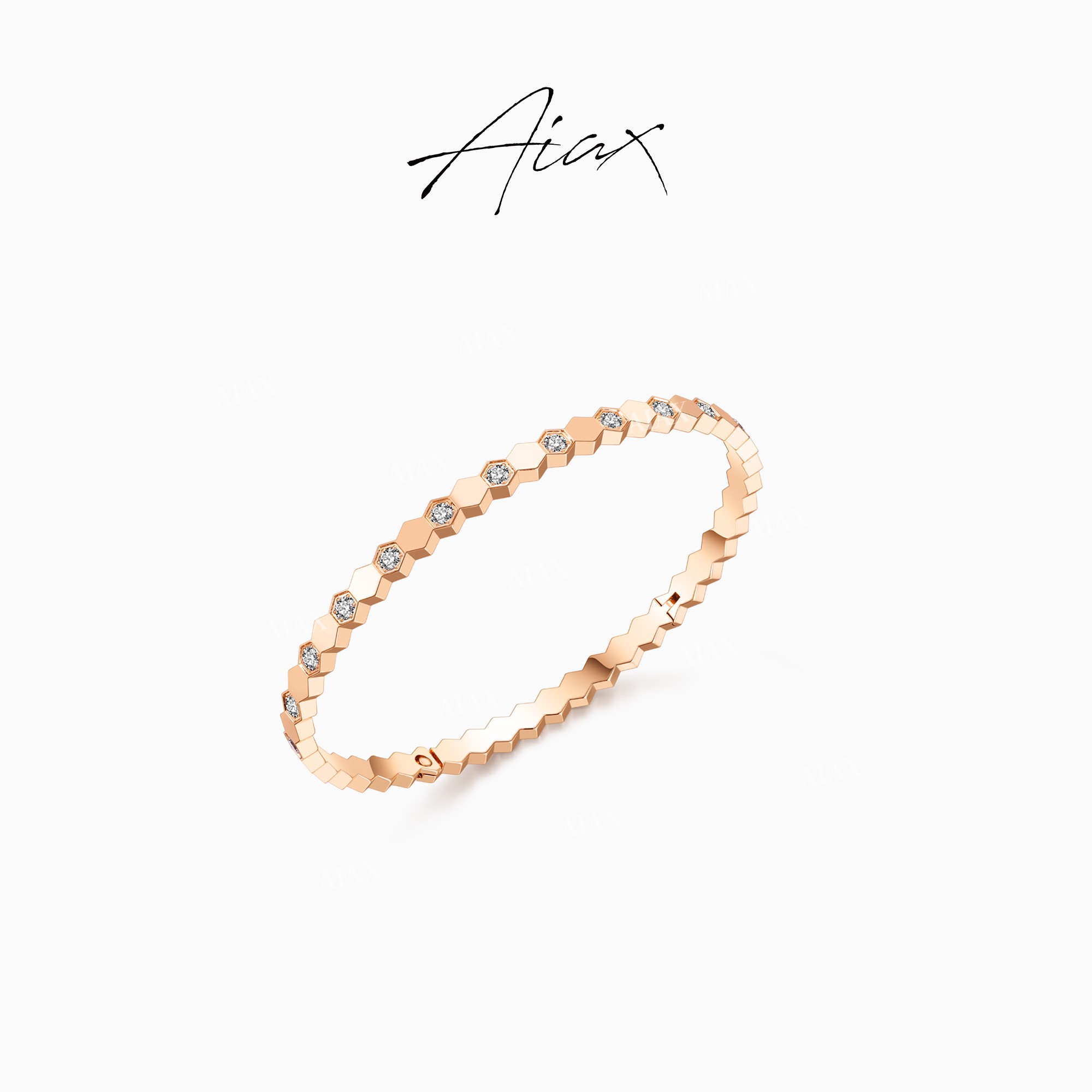 AIAX 流光风新款时尚百搭小众轻奢首饰简约百搭蜂巢手镯TSS7247