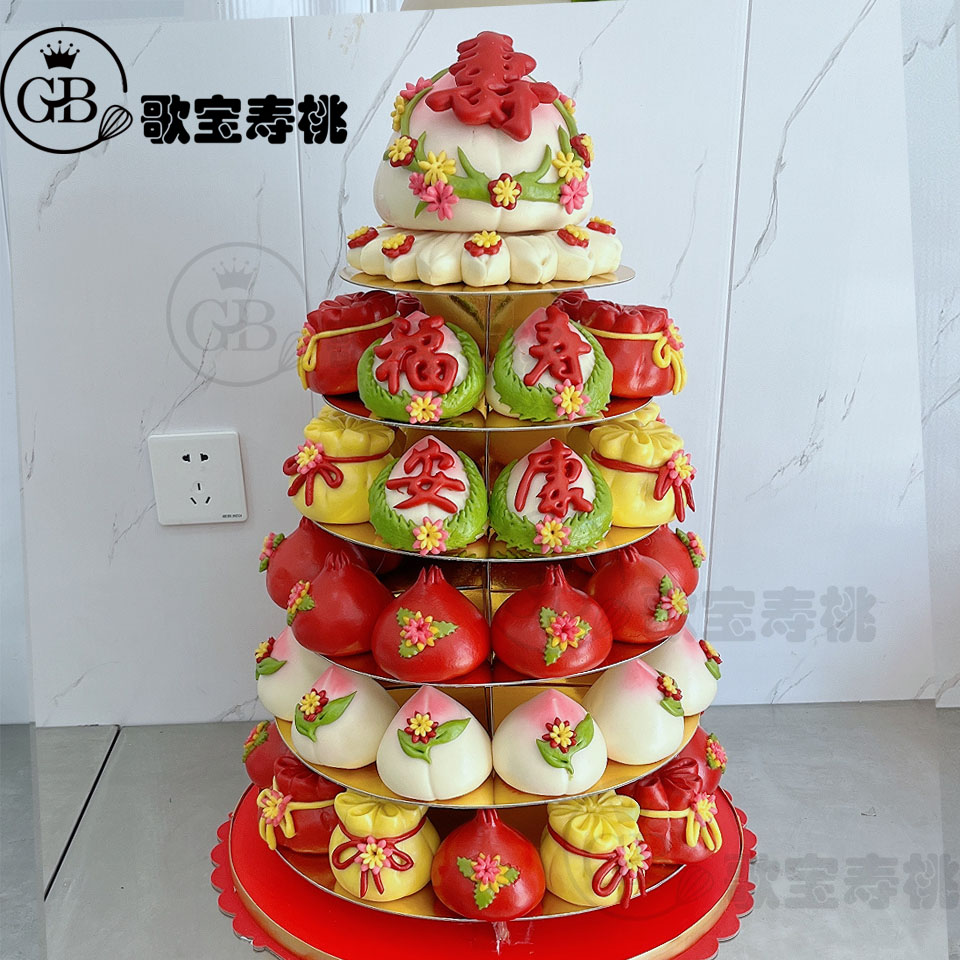 歌宝498款6层福寿安康过寿生日面点寿桃