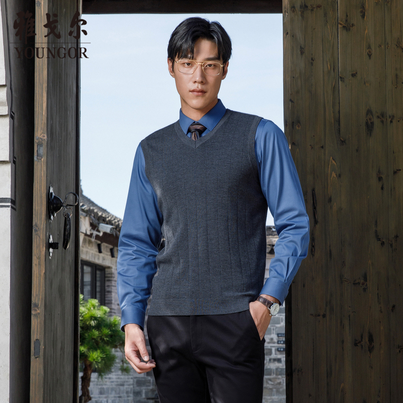 雅戈尔毛衫男士2023秋冬中青年保暖男毛衫休闲纯色长袖针织修身