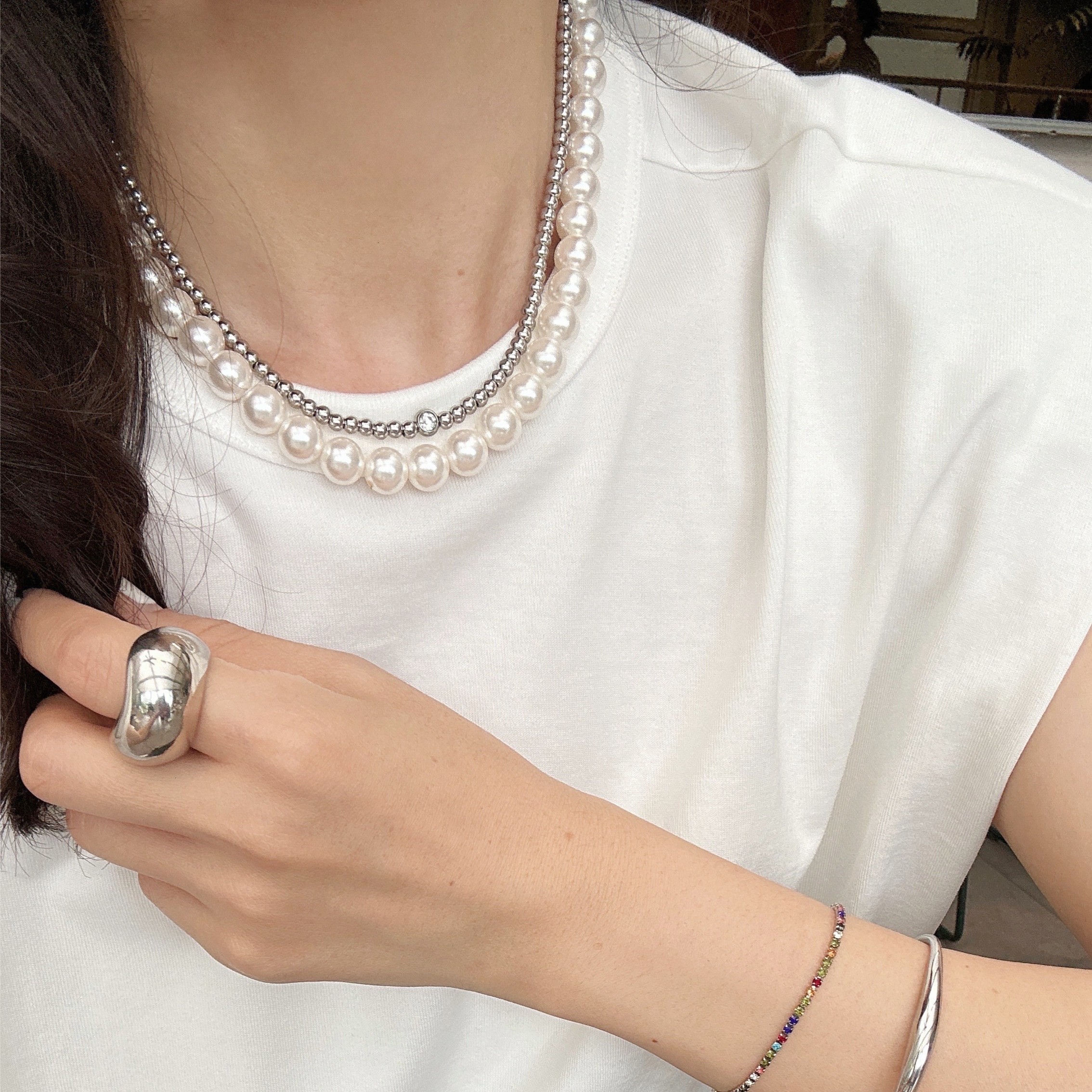 钛钢项链 铂代新款【盖拉蒂系列之金属豆豆】美梦成真北欧短链手链