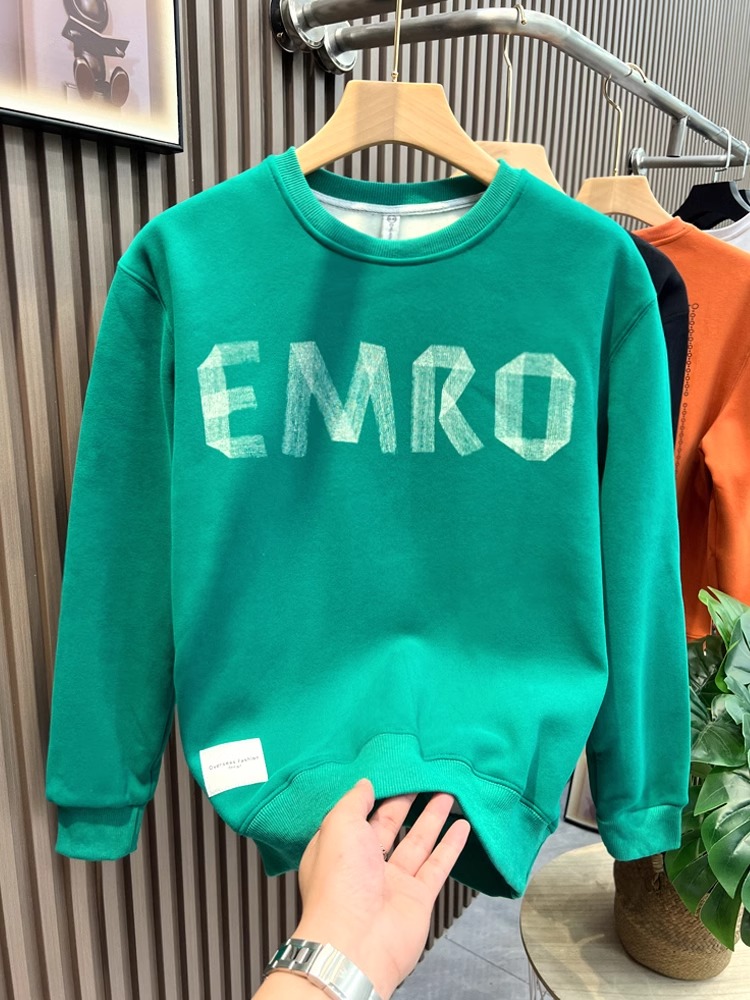 新款潮牌洋气百搭圆领卫衣男士加绒秋冬季休闲宽松韩版长袖上衣服