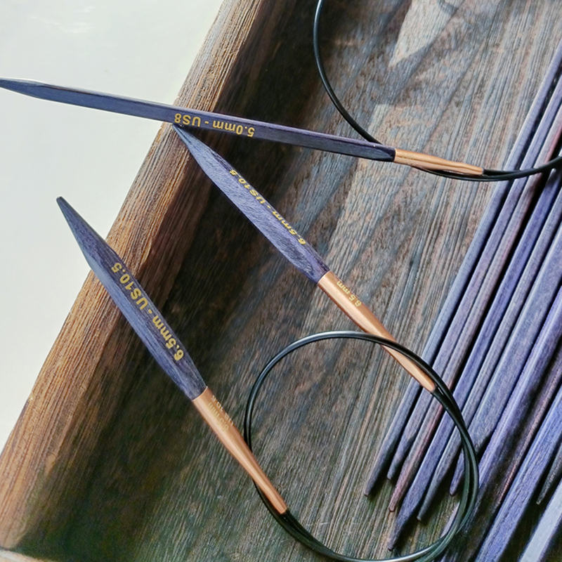 新品 Knitpro 紫色立方体进口木 40/60/80/100cm固定环形针 环针