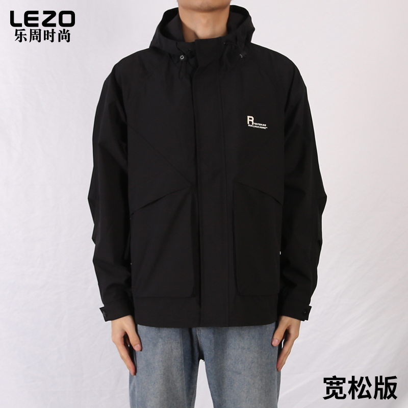 LEZO乐周时尚秋冬款男装带帽风衣L24311009外套