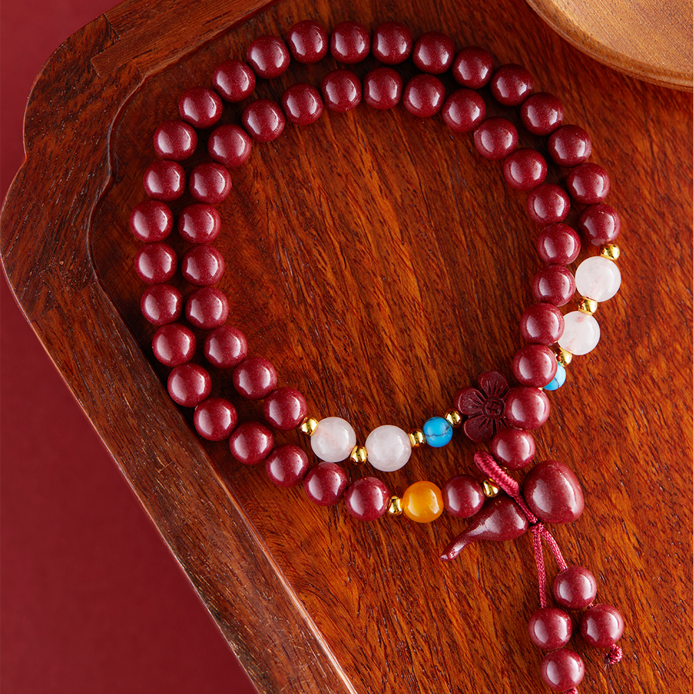 天然辰砂朱砂紫金砂多圈小葫芦手链男女同款本命年手串