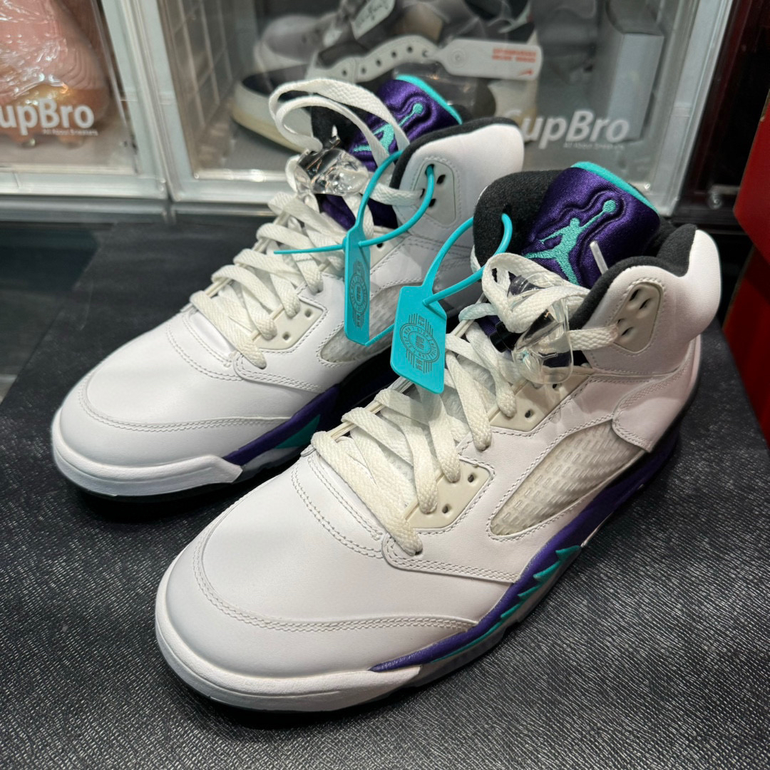 43码/全新原盒/AJ5 白紫葡萄 复古篮球鞋