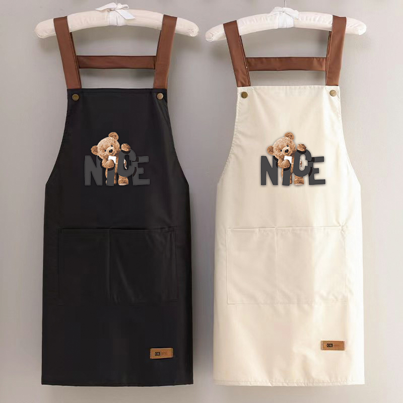 新款情侣厨房成人时尚防水防油围裙工作服家用洋气做饭无袖韩版