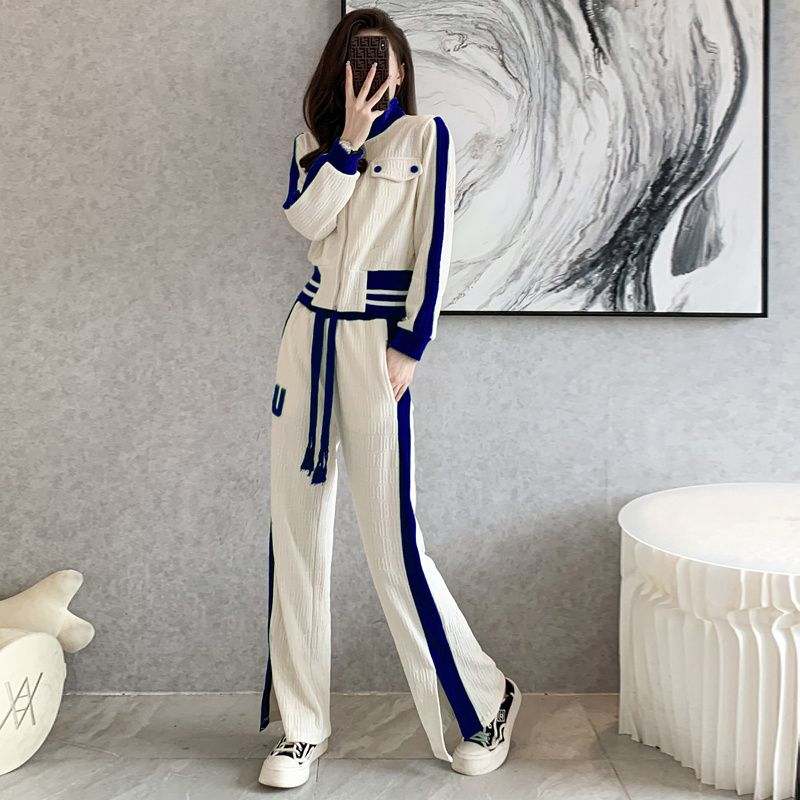 运动套装女休闲春秋2023新款宽松显瘦撞色时髦气质卫衣两件套